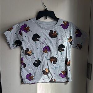 Kids Gray and Purple Cartoon unicorn 🦄 Print Short Sleeve Tee